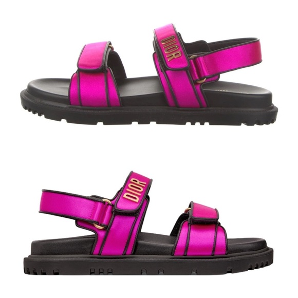 DIOR DiorAct Sandals Pink Black Satin EU US Platform